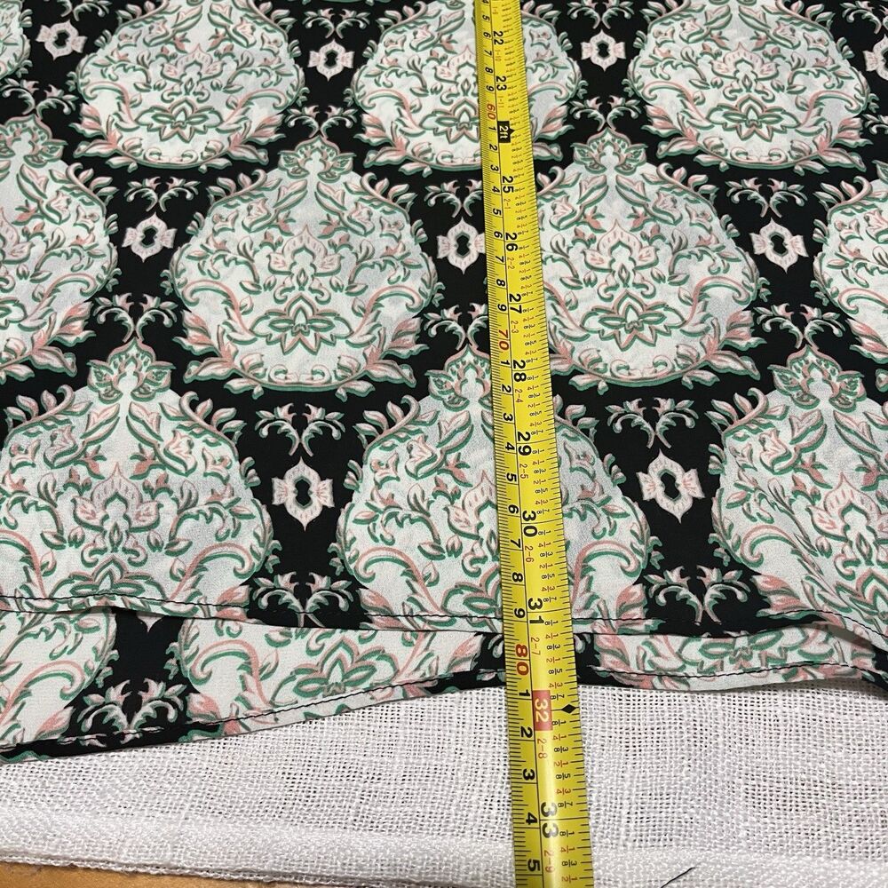 Rose + Olive Blouse 3x Black Green Floral Split Neck Boho Peasant Popover Top - Picture 15 of 15